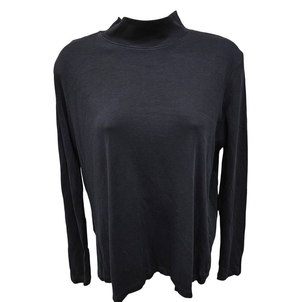 L.l. bean M REG black high neck classic long sleeve minimalist layering top +
